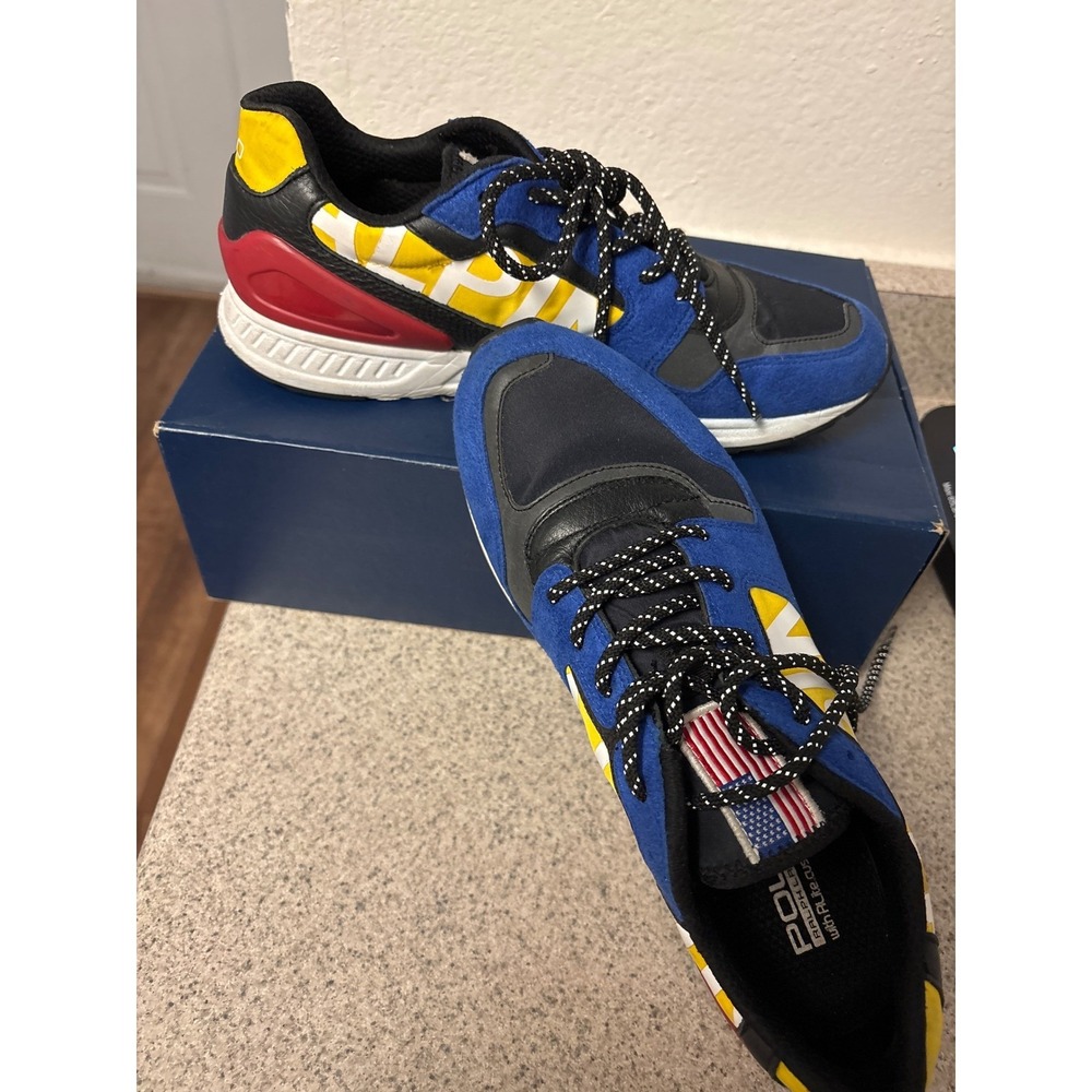 Polo Ralph Lauren Train 100 Tech Suede Alpine Sneakers Royal Multi 9D